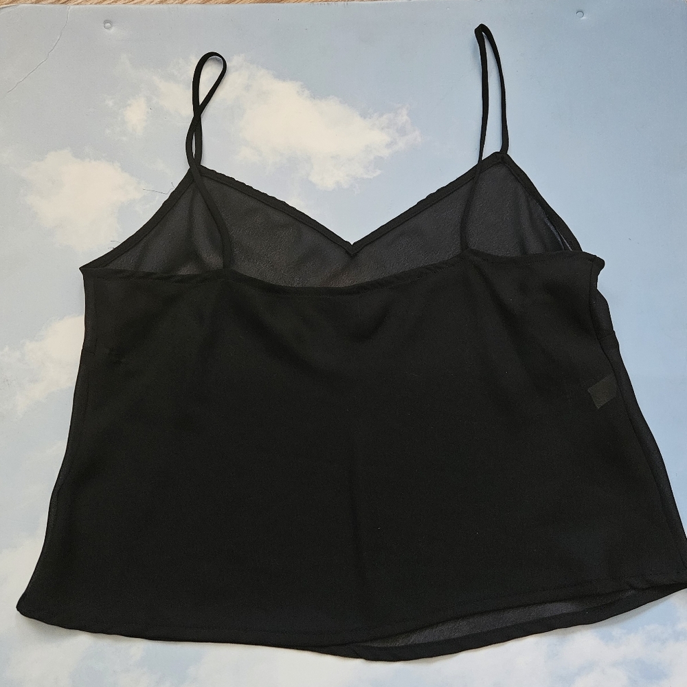 Black Spaghetti Strap Chiffon Top Basic Black Cam… - image 8